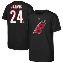 Seth Jarvis Carolina Hurricanes Youth Player Name & Number T-Shirt - Black T-shirts