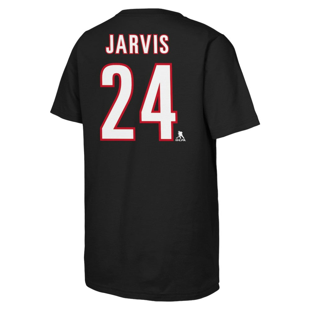 Seth Jarvis Carolina Hurricanes Youth Player Name & Number T-Shirt - Black T-shirts
