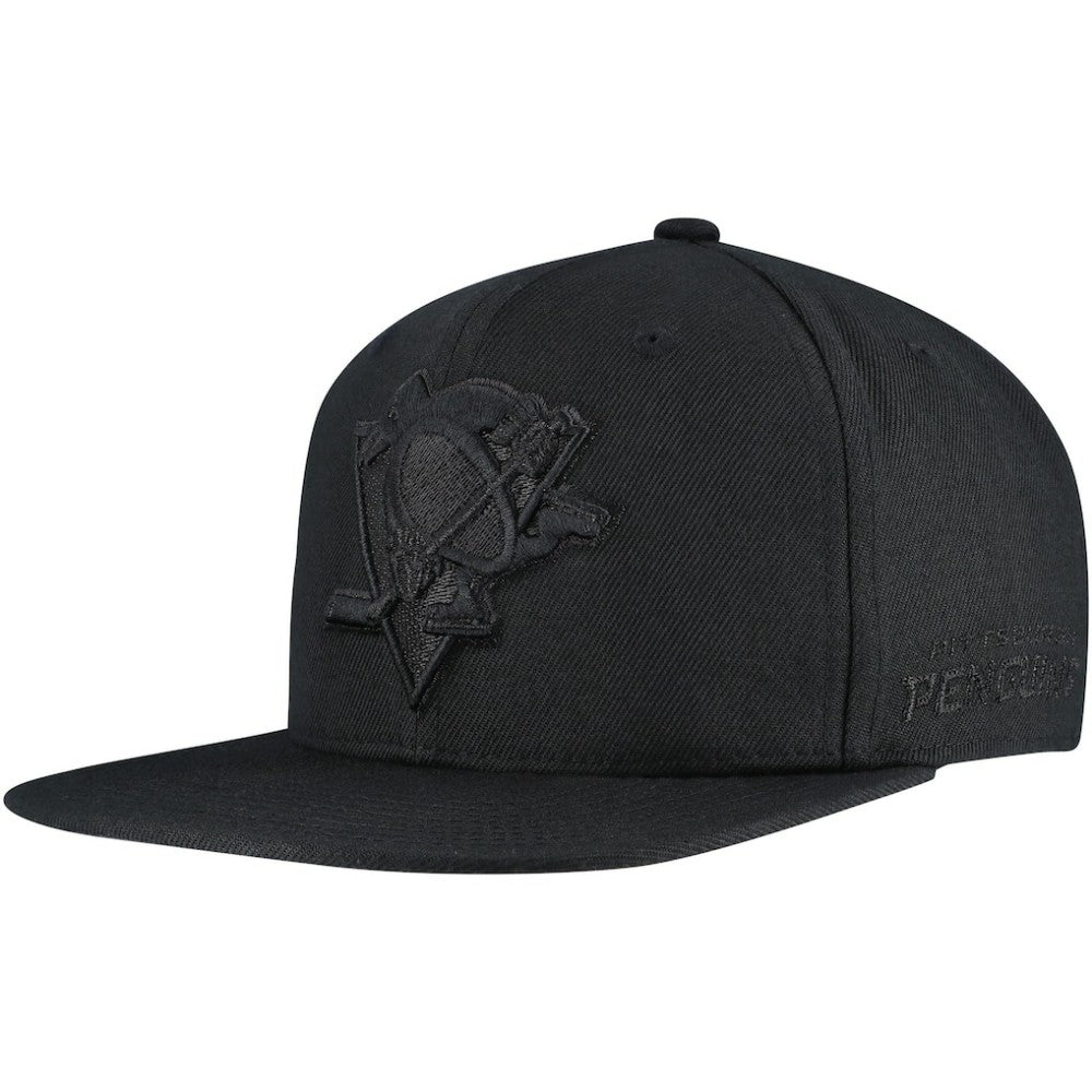 Pittsburgh Penguins Mitchell & Ness Soul Strike Pearl Tonal Snapback Hat - Black Hats