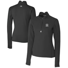 Green Bay Packers Cutter & Buck Women's Traverse Stretch DryTec Quarter-Zip Top - Black cheap