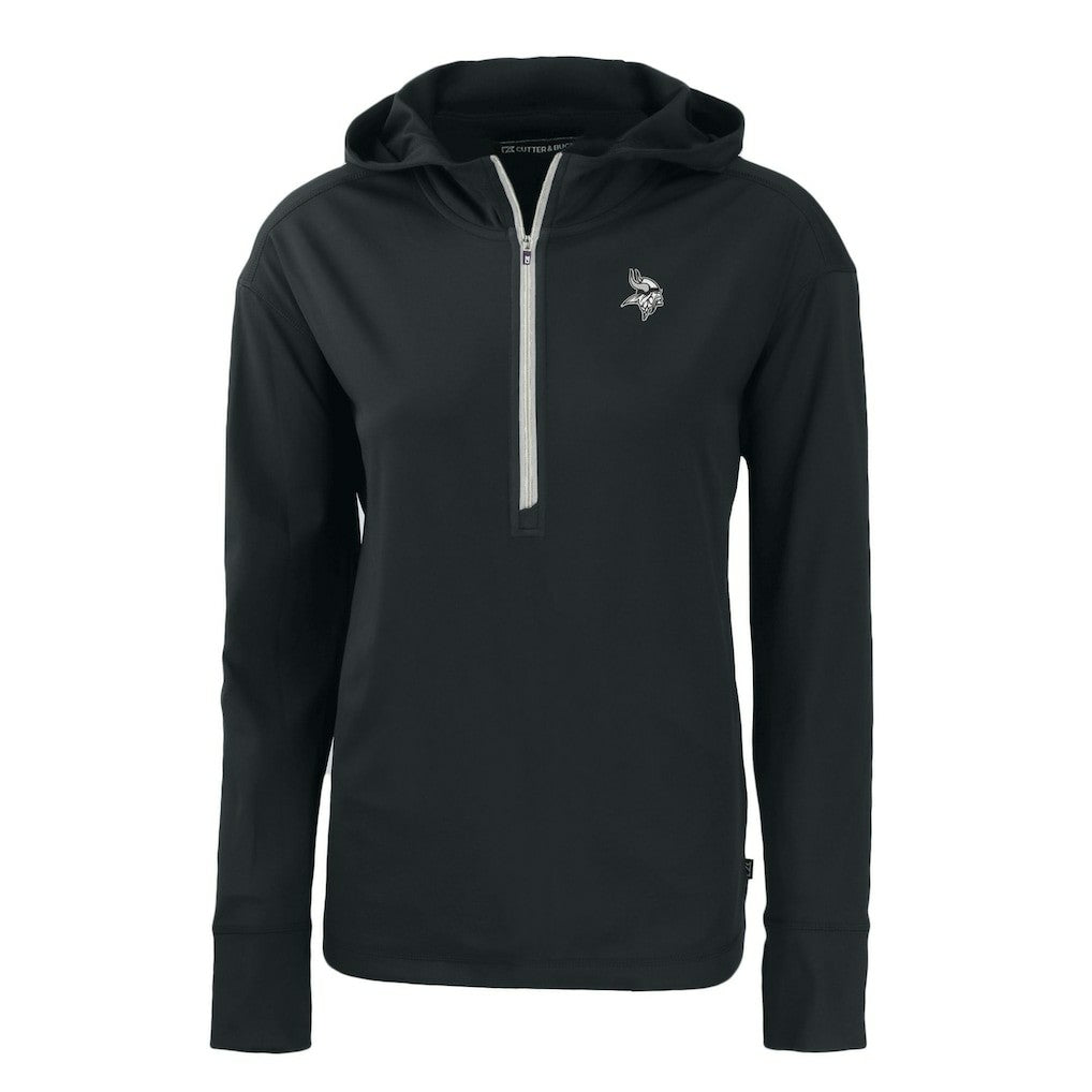 Minnesota Vikings Cutter & Buck Women's Daybreak Eco Recycled Half-Zip Hoodie - Black for sale