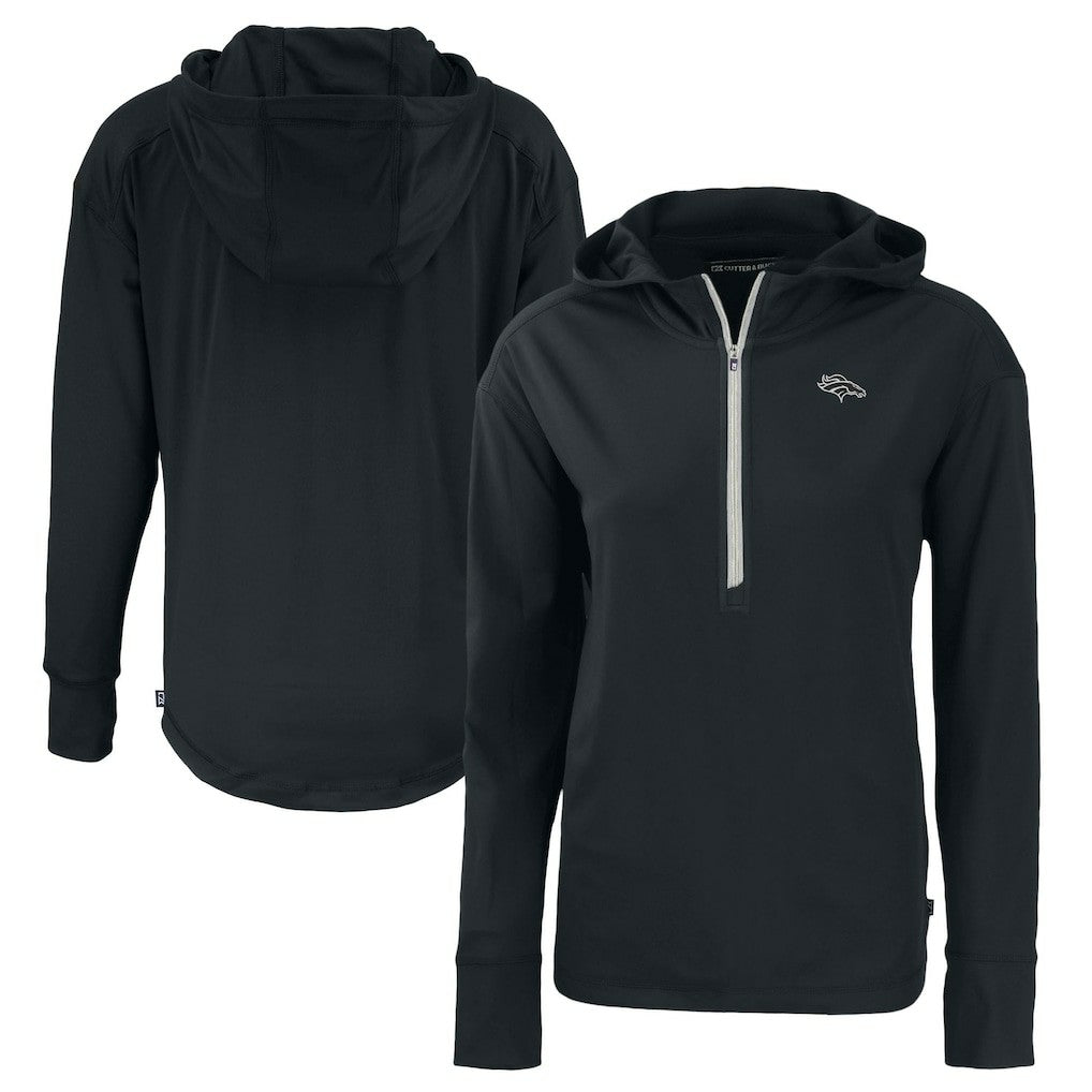 Denver Broncos Cutter & Buck Women's Daybreak Eco Recycled Half-Zip Hoodie - Black on sale