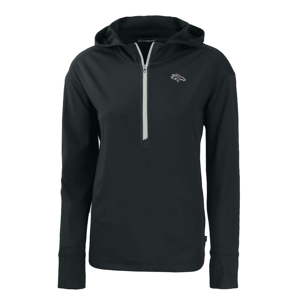 Denver Broncos Cutter & Buck Women's Daybreak Eco Recycled Half-Zip Hoodie - Black on sale