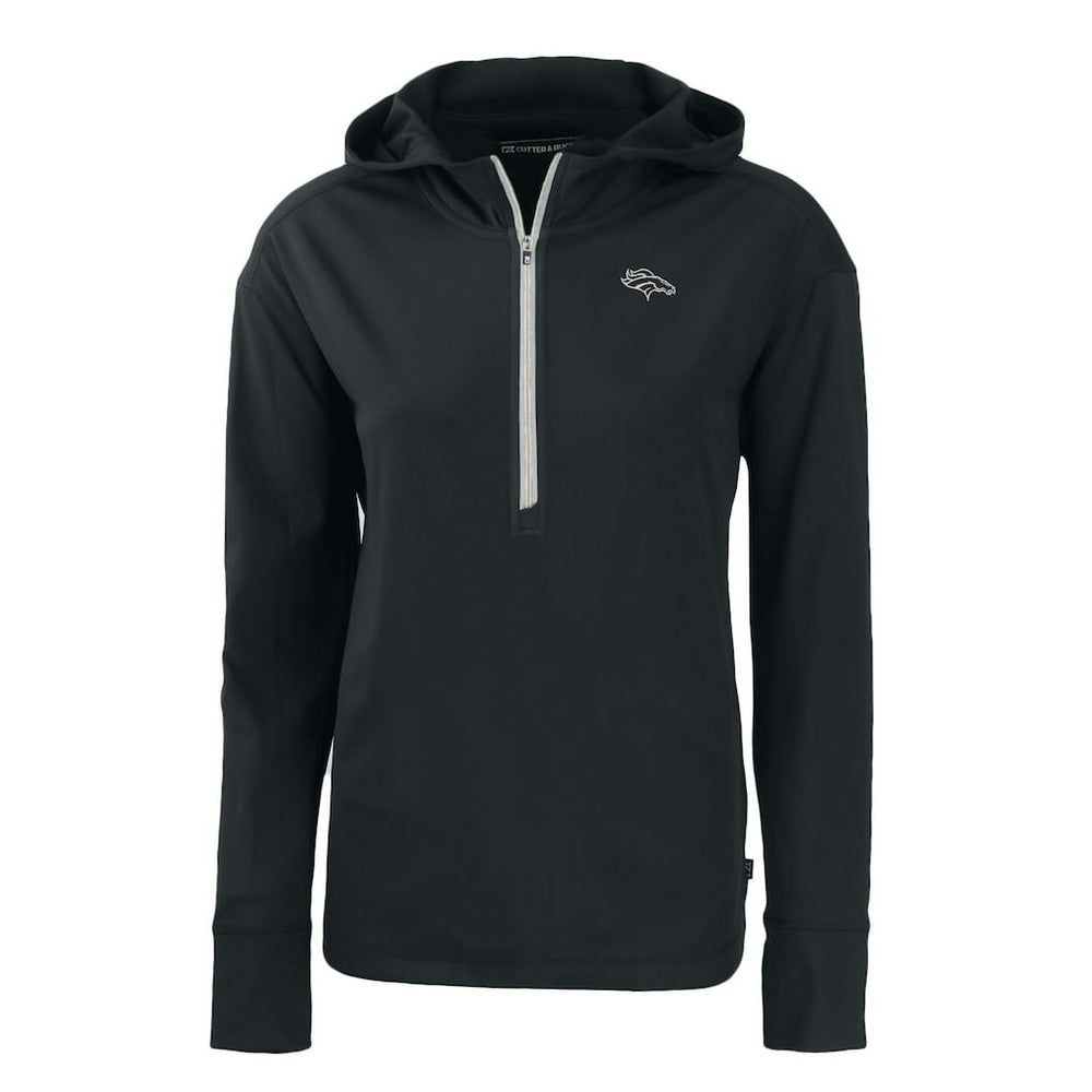 Denver Broncos Cutter & Buck Women's Daybreak Eco Recycled Half-Zip Hoodie - Black on sale