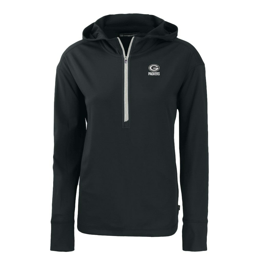 Green Bay Packers Cutter & Buck Women's Daybreak Eco Recycled Half-Zip Hoodie - Black discount