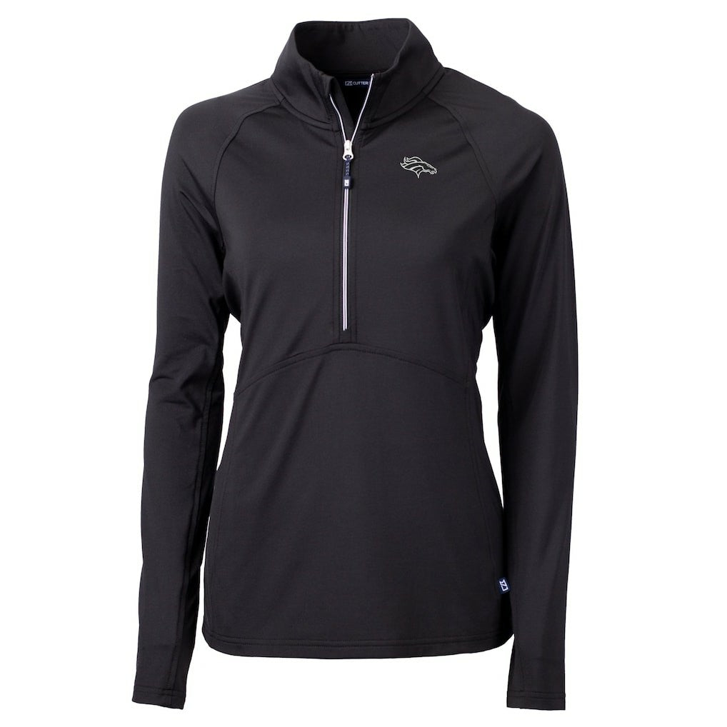 Denver Broncos Cutter & Buck Women's Adapt Eco Knit Stretch Recycled Raglan Half-Zip Top - Black online