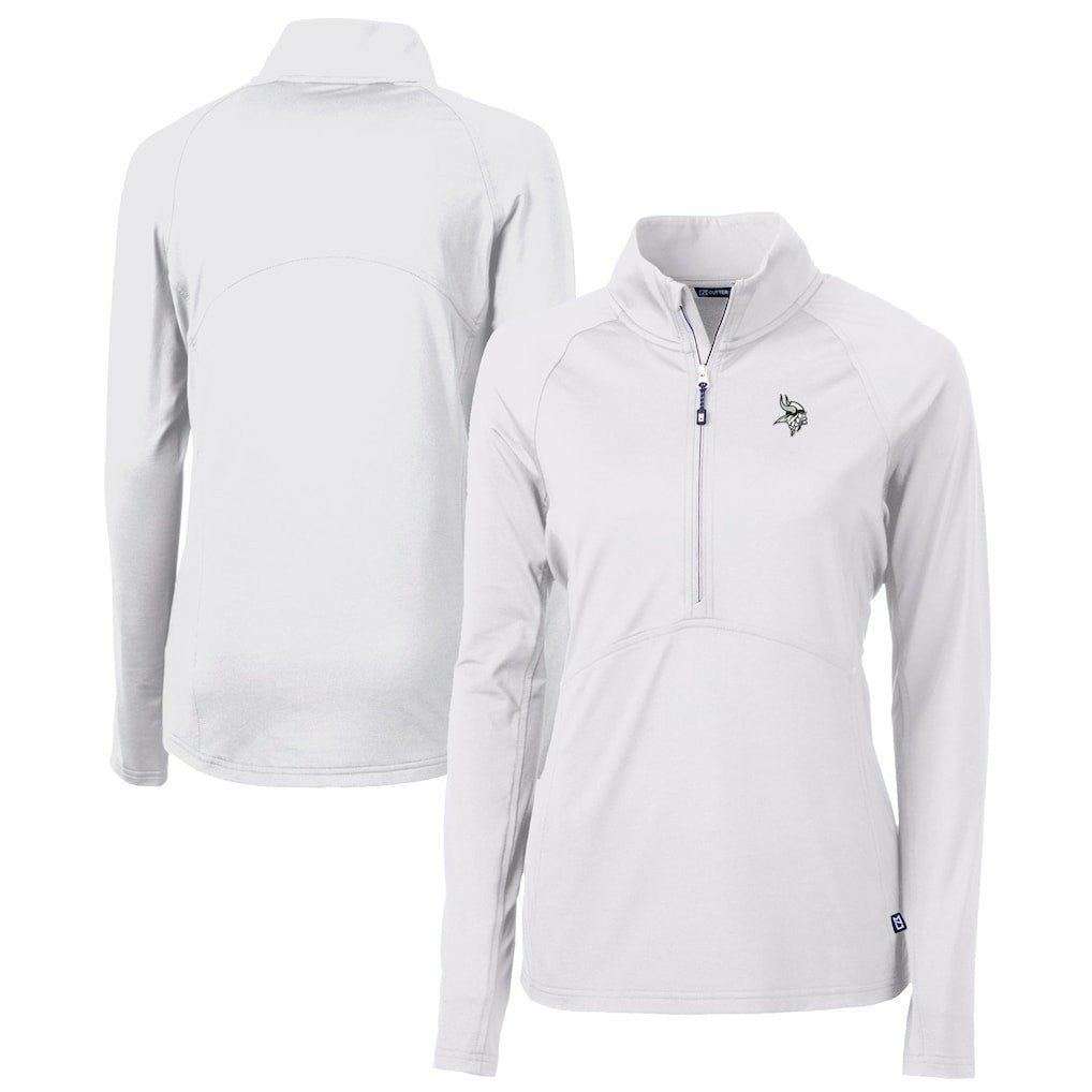 Minnesota Vikings Cutter & Buck Women's Adapt Eco Knit Stretch Recycled Half-Zip Pullover Top - White cheap