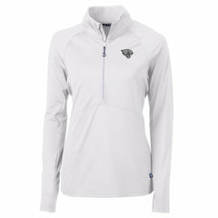 Jacksonville Jaguars Cutter & Buck Women's Adapt Eco Knit Stretch Recycled Raglan Half-Zip Top - White on sale