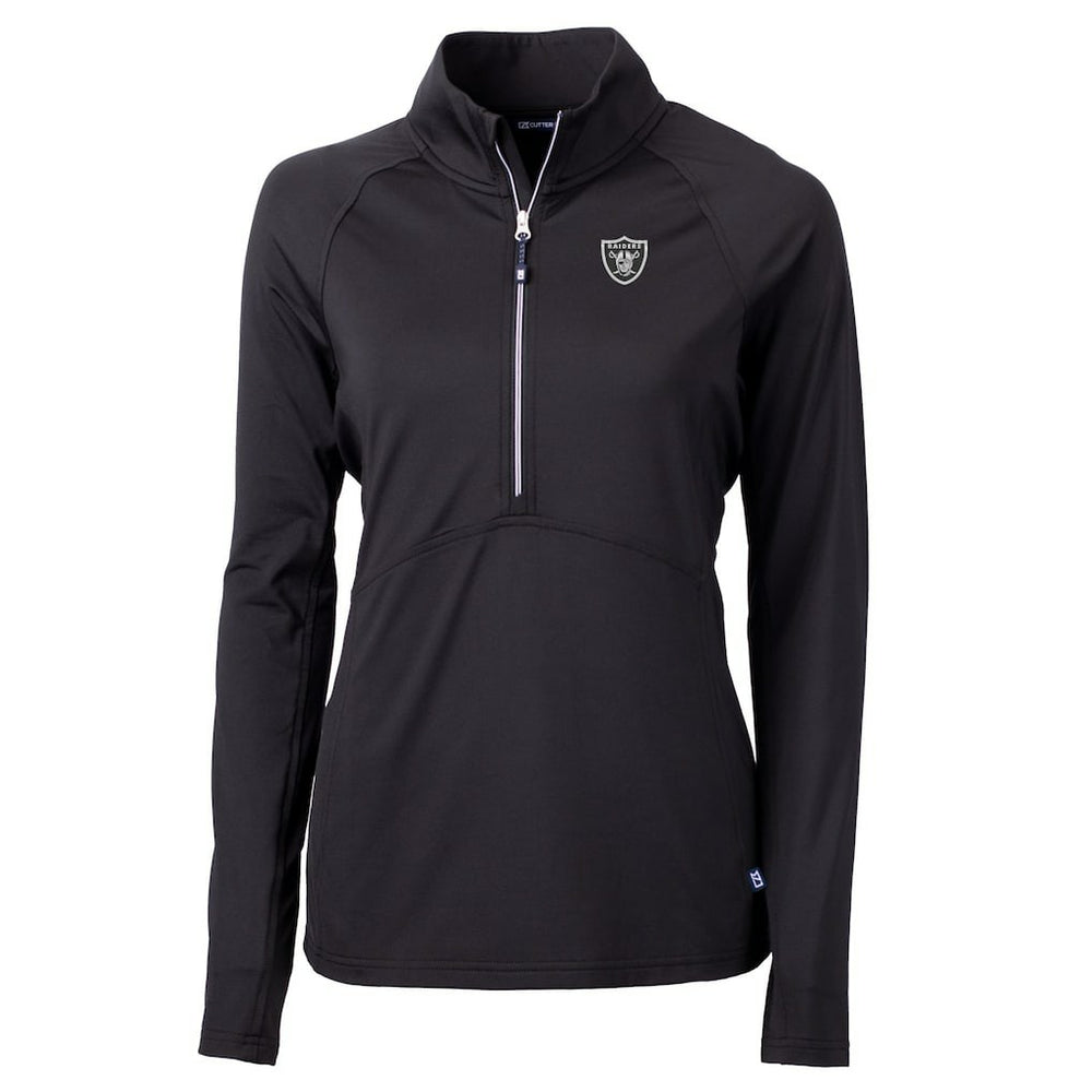 Las Vegas Raiders Cutter & Buck Women's Adapt Eco Knit Stretch Recycled Half-Zip Pullover Top - Black cheap