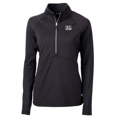 Cincinnati Bengals Cutter & Buck Women's Adapt Eco Knit Stretch Recycled Half-Zip Pullover Top - Black for sale