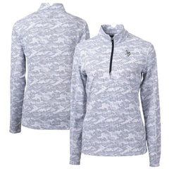 Minnesota Vikings Cutter & Buck Women's Traverse Camo Print Stretch Tri-Blend Quarter-Zip Top - Gray outlet