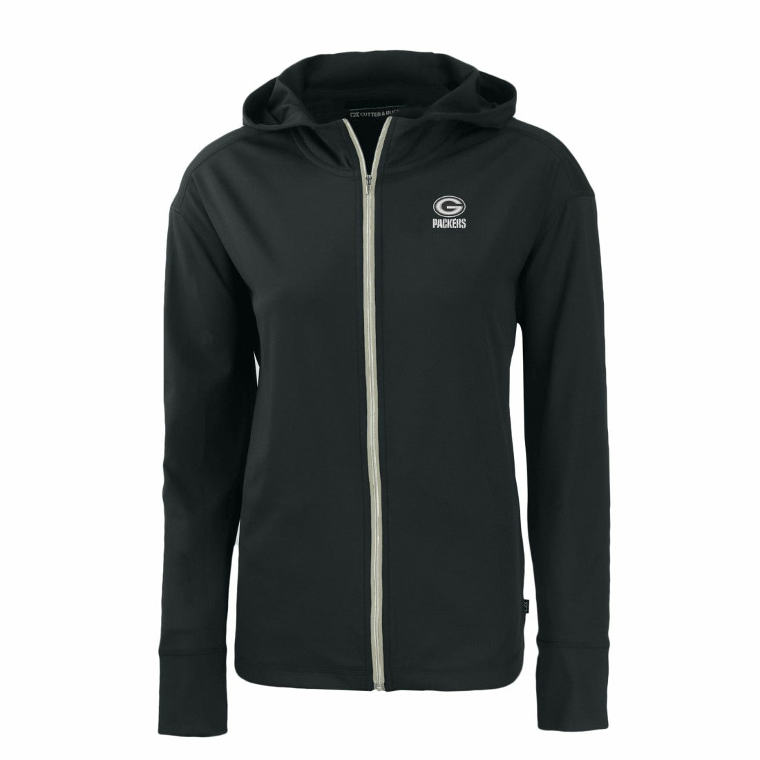 Green Bay Packers Cutter & Buck Women's Daybreak Eco Recycled Full-Zip Hoodie - Black on sale