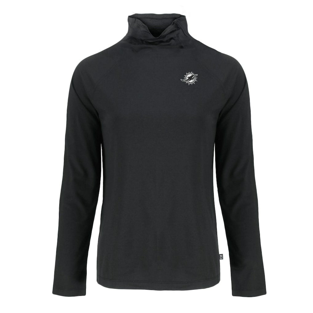 Miami Dolphins Cutter & Buck Women's Coastline Epic Comfort Eco Recycled Funnel Neck Pullover Sweatshirt - Black for sale