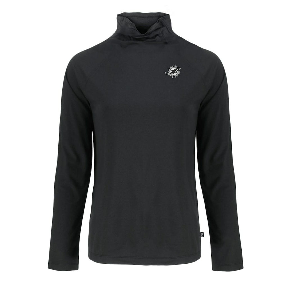 Miami Dolphins Cutter & Buck Women's Coastline Epic Comfort Eco Recycled Funnel Neck Pullover Sweatshirt - Black for sale