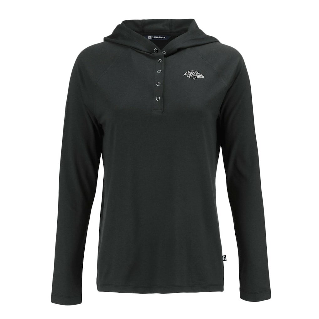 Baltimore Ravens Cutter & Buck Women's Coastline Epic Comfort Eco Recycled Long Sleeve Hoodie T-Shirt - Black outlet