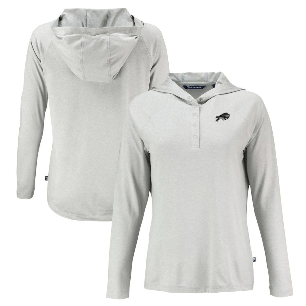 Buffalo Bills Cutter & Buck Women's Coastline Epic Comfort Eco Recycled Long Sleeve Hoodie T-Shirt - Gray on sale