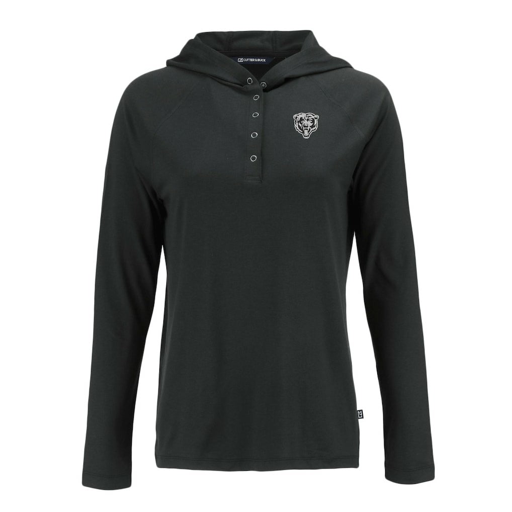 Chicago Bears Cutter & Buck Women's Coastline Epic Comfort Eco Recycled Long Sleeve Hoodie T-Shirt - Black for sale