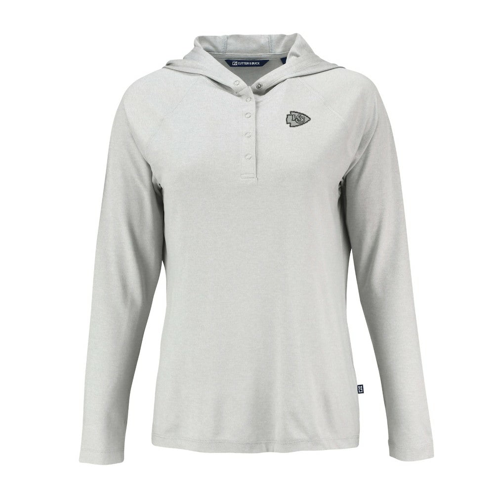Kansas City Chiefs Cutter & Buck Women's Coastline Epic Comfort Eco Recycled Long Sleeve Hoodie T-Shirt - Gray discount