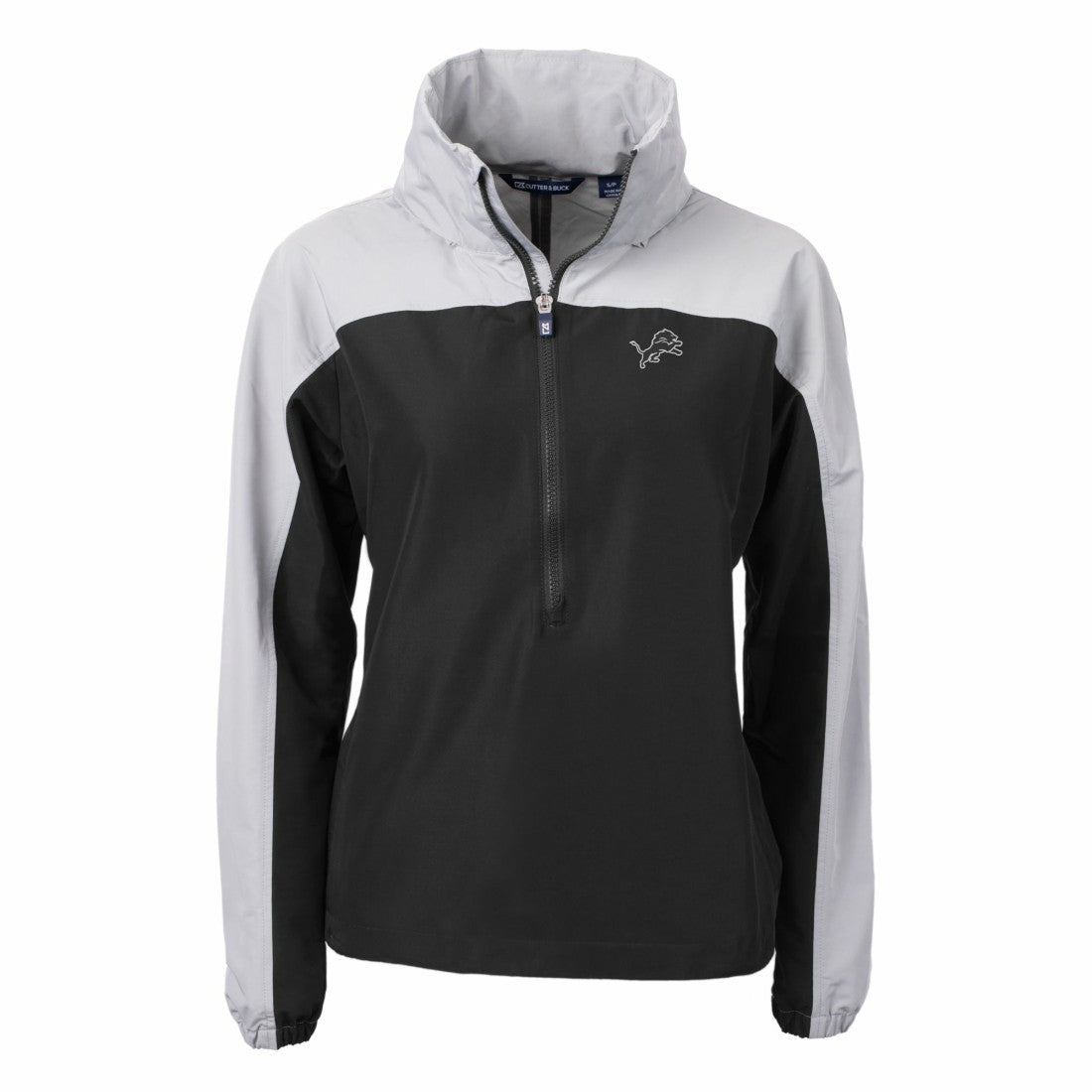 Detroit Lions Cutter & Buck Women's Charter Eco Recycled Half-Zip Hoodie Anorak Jacket - Black/Gray outlet