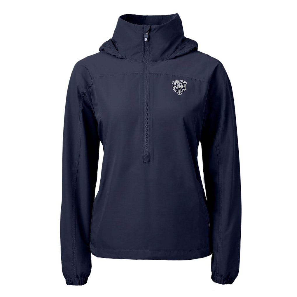 Chicago Bears Cutter & Buck Women's Charter Eco Recycled Half-Zip Hoodie Anorak Jacket - Navy online