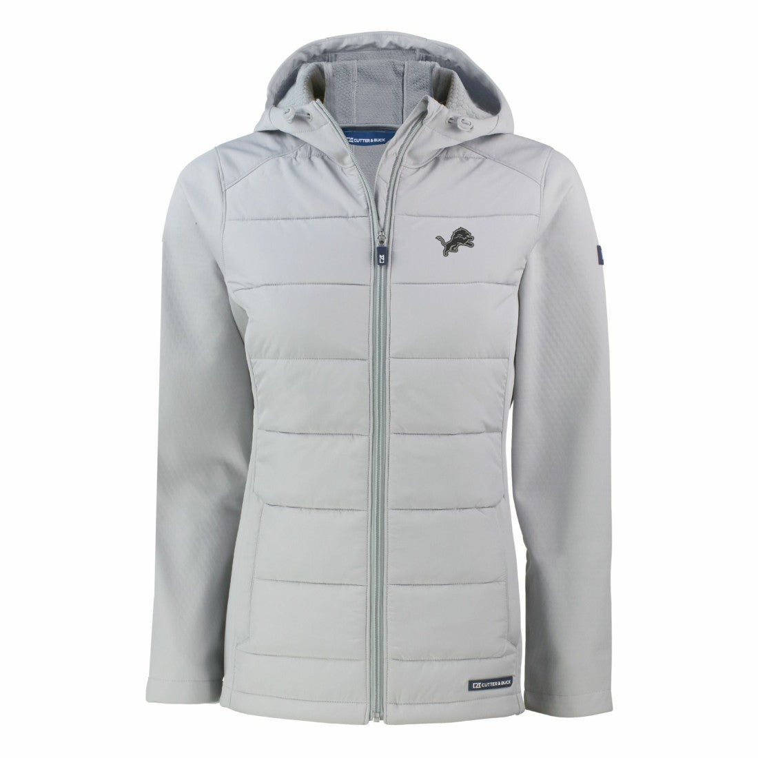 Detroit Lions Cutter & Buck Women's Evoke Hybrid Eco Softshell Recycled Full-Zip Hoodie Jacket - Gray cheap