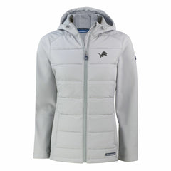 Detroit Lions Cutter & Buck Women's Evoke Hybrid Eco Softshell Recycled Full-Zip Hoodie Jacket - Gray cheap