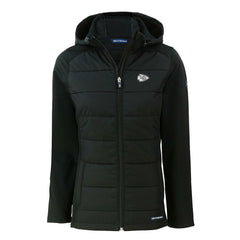 Kansas City Chiefs Cutter & Buck Women's Evoke Hybrid Eco Softshell Recycled Full-Zip Hoodie Jacket - Black on sale