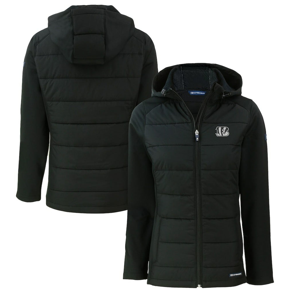 Cincinnati Bengals Cutter & Buck Women's Evoke Hybrid Eco Softshell Recycled Full-Zip Hoodie Jacket - Black outlet
