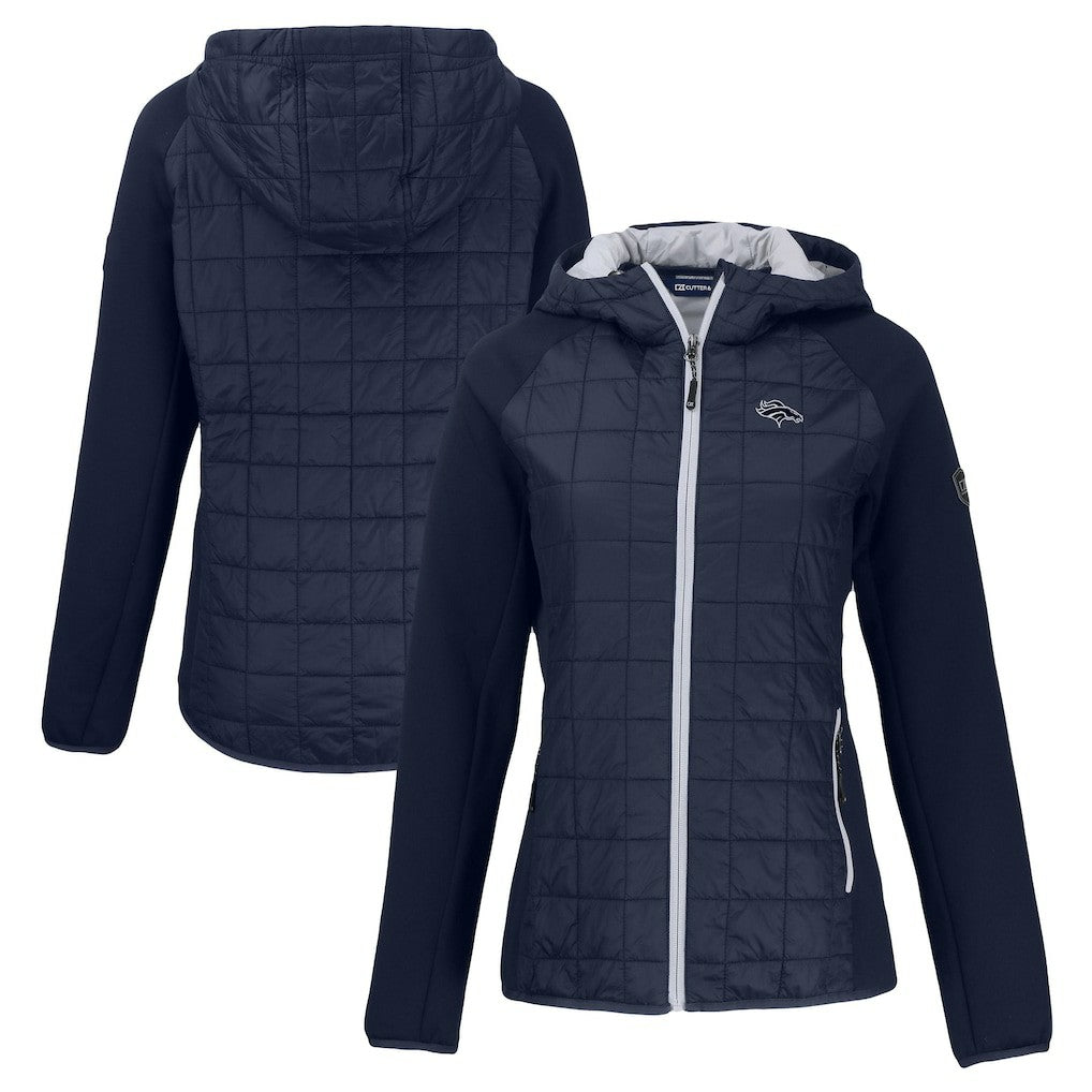 Denver Broncos Cutter & Buck Women's Rainier PrimaLoft Eco Hybrid Full-Zip Hoodie Jacket - Navy outlet