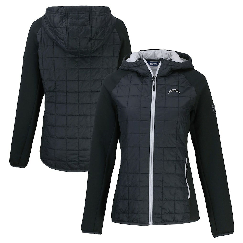 Los Angeles Chargers Cutter & Buck Women's Rainier PrimaLoft Eco Hybrid Full-Zip Hoodie Jacket - Black sale