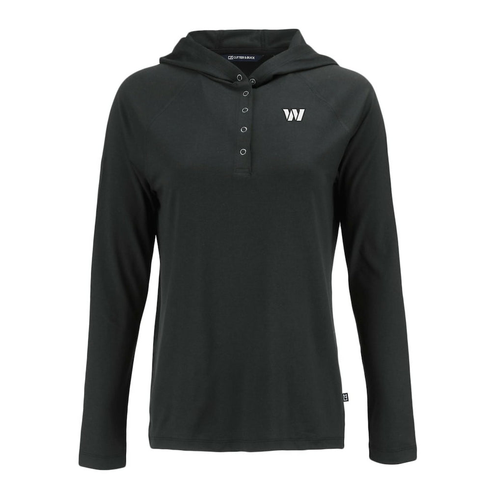Washington Commanders Cutter & Buck Women's Coastline Epic Comfort Eco Recycled Long Sleeve Hoodie T-Shirt - Black online
