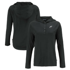 Philadelphia Eagles Cutter & Buck Women's Coastline Epic Comfort Eco Recycled Long Sleeve Hoodie T-Shirt - Black discount