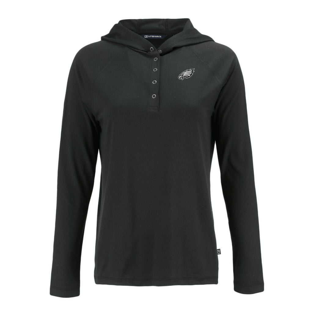 Philadelphia Eagles Cutter & Buck Women's Coastline Epic Comfort Eco Recycled Long Sleeve Hoodie T-Shirt - Black discount