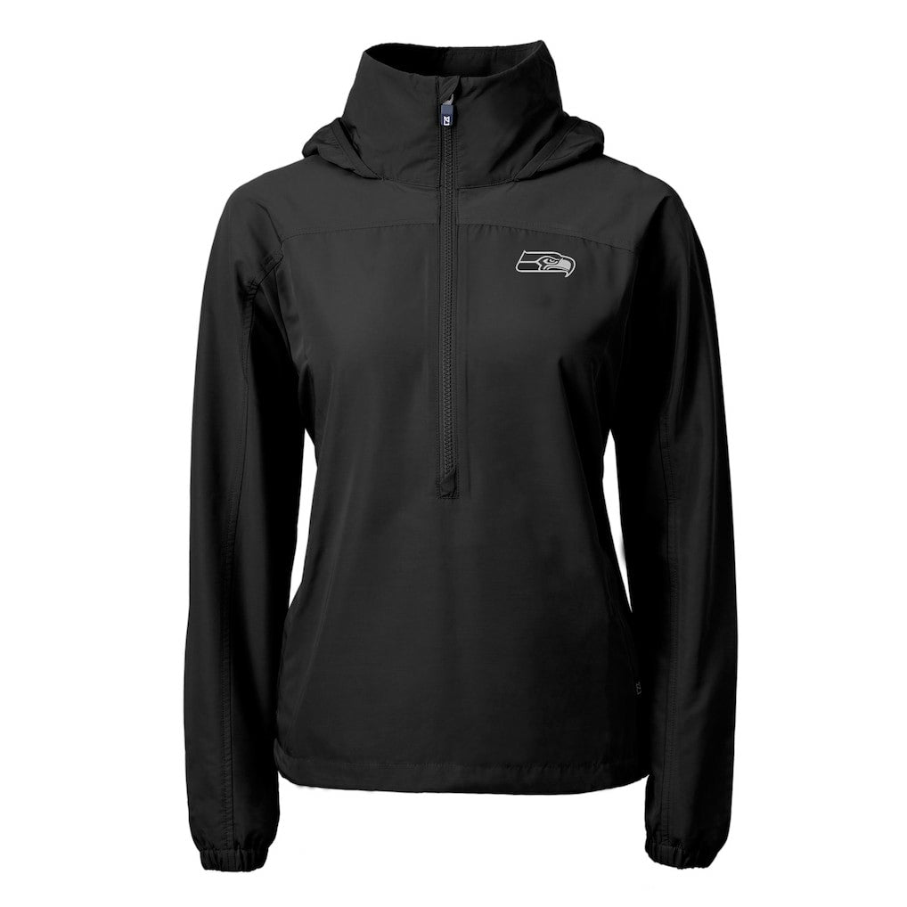 Seattle Seahawks Cutter & Buck Women's Charter Eco Recycled Half-Zip Hoodie Anorak Jacket - Black discount