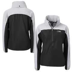 Seattle Seahawks Cutter & Buck Women's Charter Eco Recycled Half-Zip Hoodie Anorak Jacket - Black/Gray discount