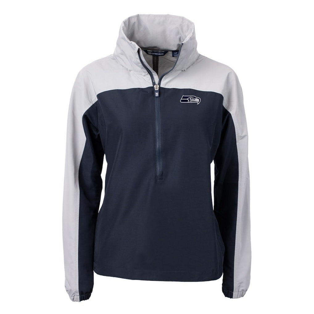 Seattle Seahawks Cutter & Buck Women's Charter Eco Recycled Half-Zip Hoodie Anorak Jacket - College Navy discount