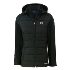 Pittsburgh Steelers Cutter & Buck Women's Evoke Hybrid Eco Softshell Recycled Full-Zip Hoodie Jacket - Black cheap
