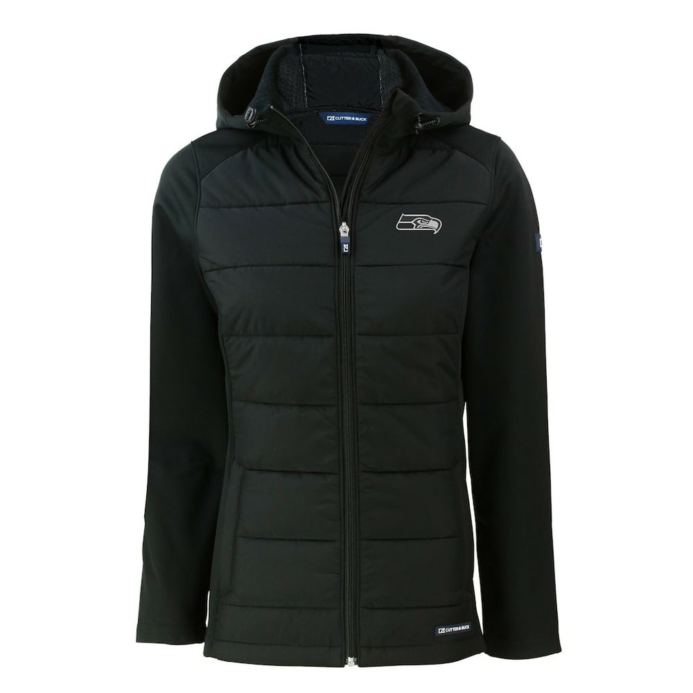 Seattle Seahawks Cutter & Buck Women's Evoke Hybrid Eco Softshell Recycled Full-Zip Hoodie Jacket - Black discount