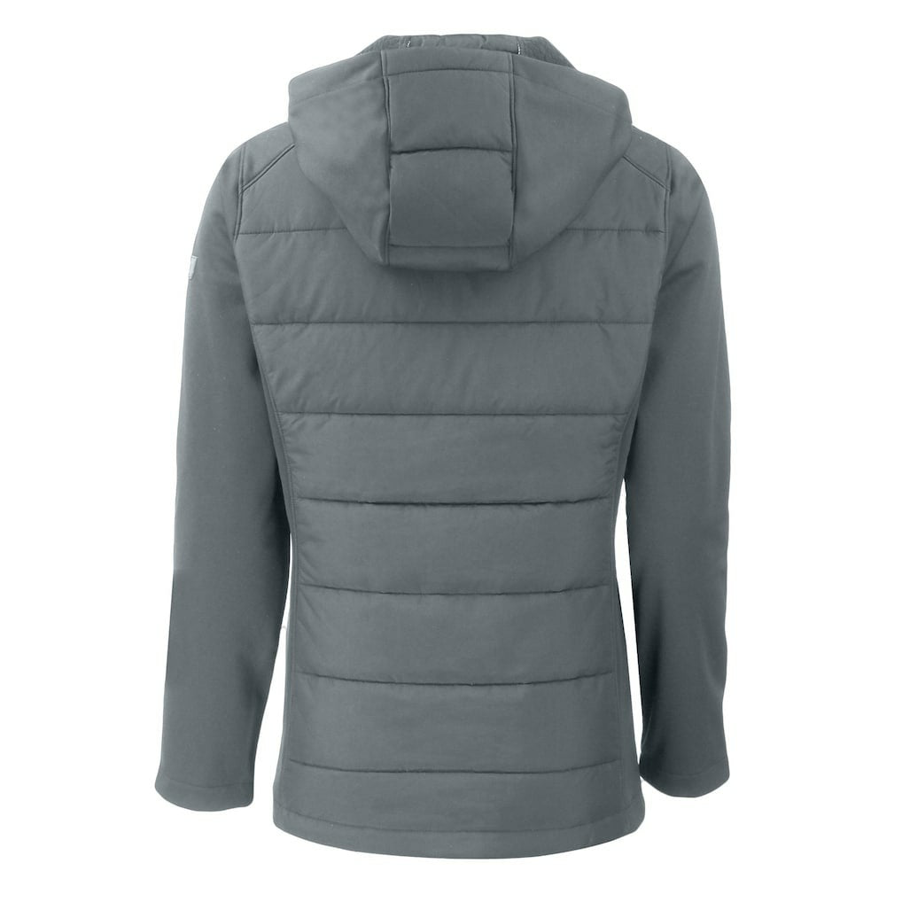 New York Giants Cutter & Buck Women's Evoke Hybrid Eco Softshell Recycled Full-Zip Hoodie Jacket - Gray for sale