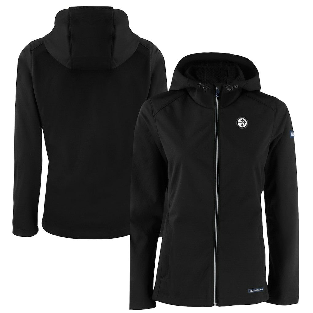 Pittsburgh Steelers Cutter & Buck Women's Evoke Eco Softshell Recycled Full-Zip Hoodie Jacket - Black outlet