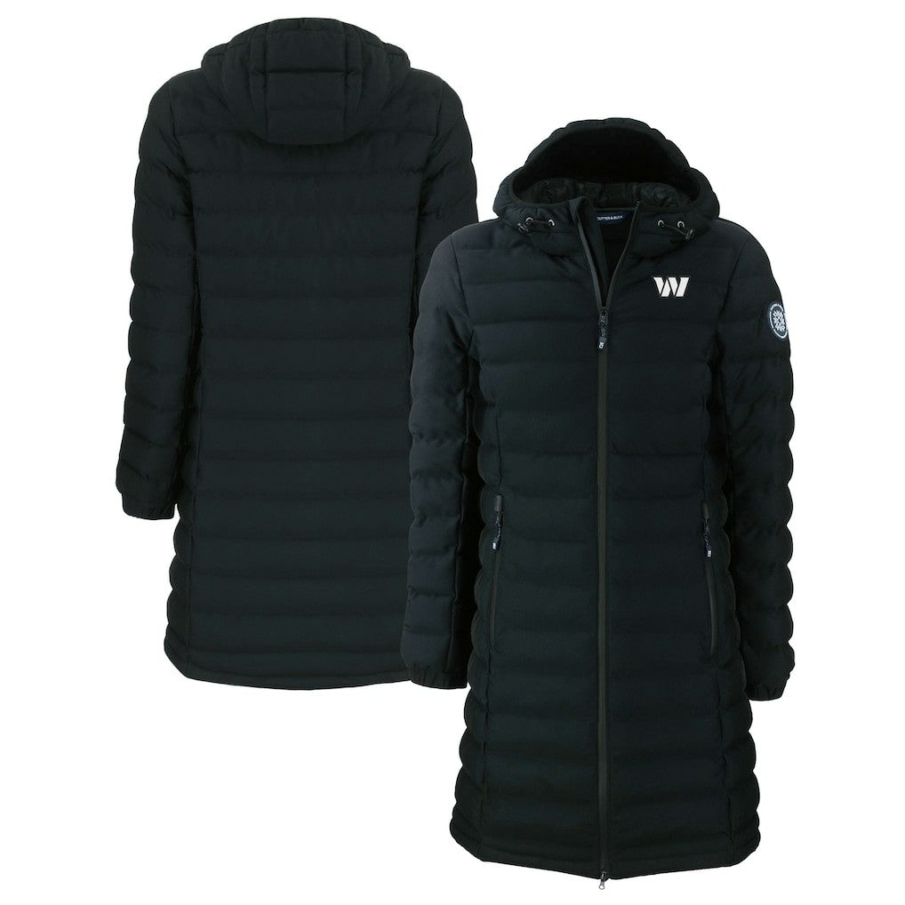 Washington Commanders Cutter & Buck Women's Mission Ridge Repreve Eco Insulated Full-Zip Hoodie Long Puffer Jacket - Black for sale
