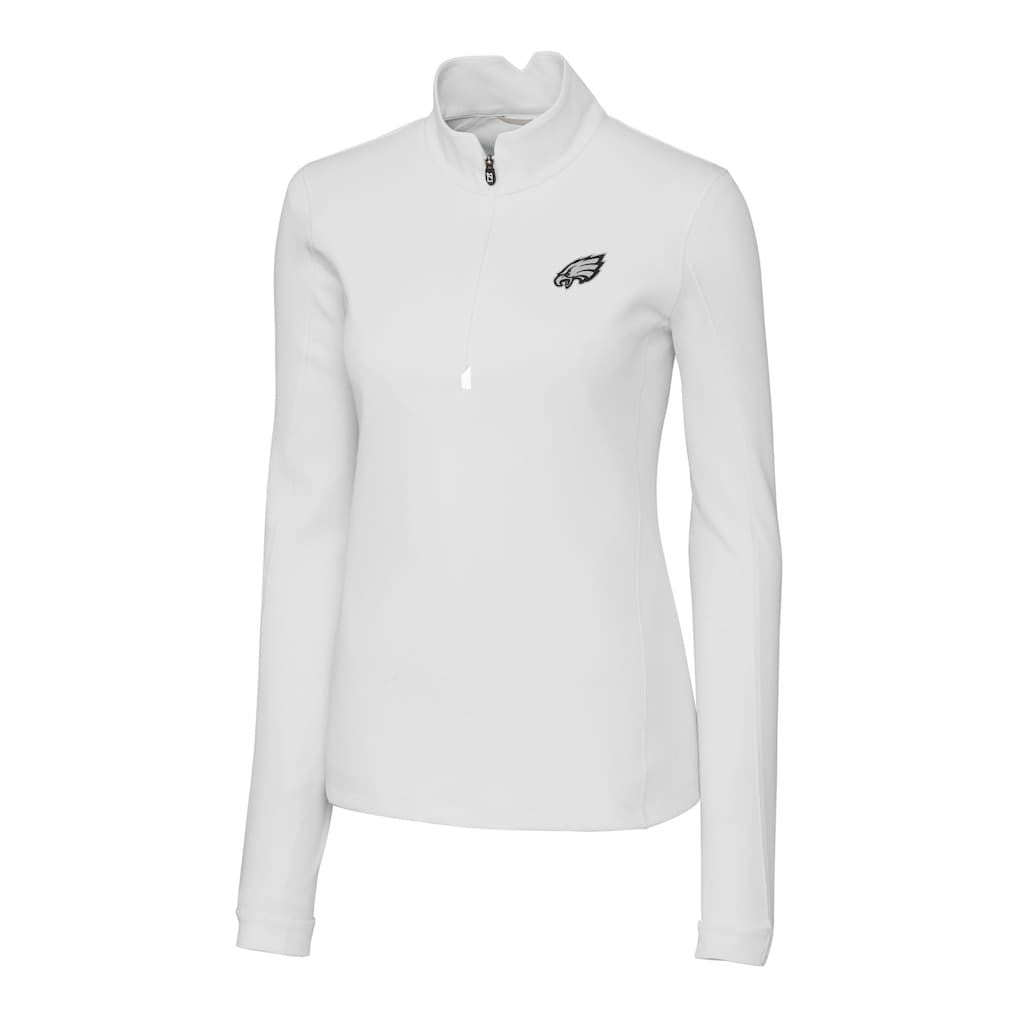 Philadelphia Eagles Cutter & Buck Women's Traverse Stretch DryTec Quarter-Zip Top - White cheap