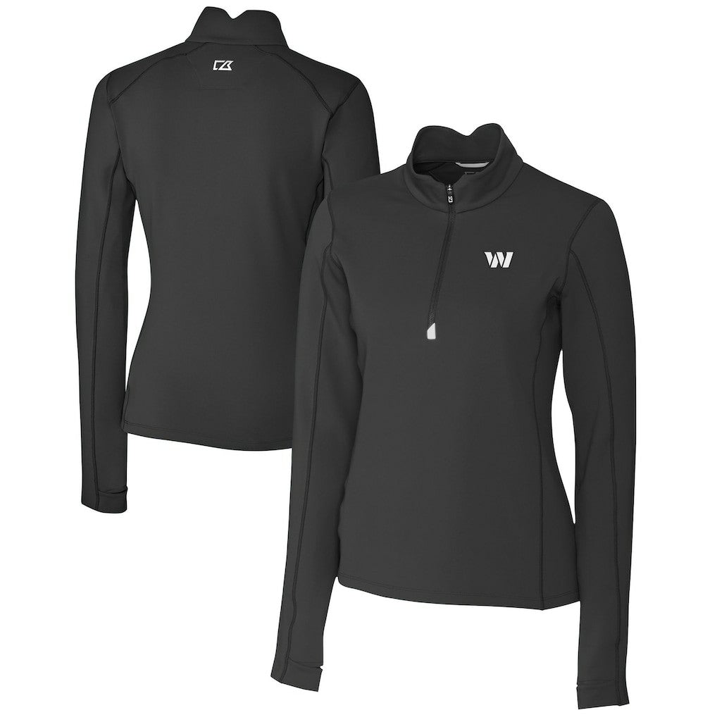 Washington Commanders Cutter & Buck Women's Traverse Stretch DryTec Quarter-Zip Top - Black for sale