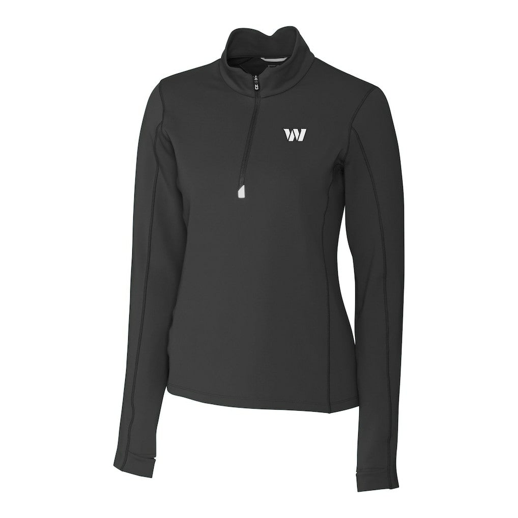 Washington Commanders Cutter & Buck Women's Traverse Stretch DryTec Quarter-Zip Top - Black for sale