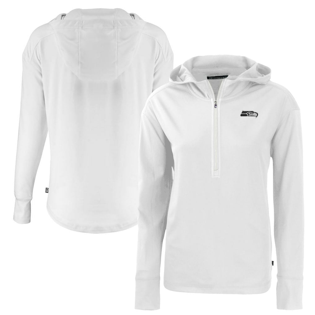 Seattle Seahawks Cutter & Buck Women's Daybreak Eco Recycled Half-Zip Hoodie - White sale