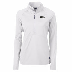Seattle Seahawks Cutter & Buck Women's Adapt Eco Knit Stretch Recycled Raglan Half-Zip Top - White sale