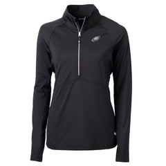 Philadelphia Eagles Cutter & Buck Women's Adapt Eco Knit Stretch Recycled Raglan Half-Zip Top - Black outlet