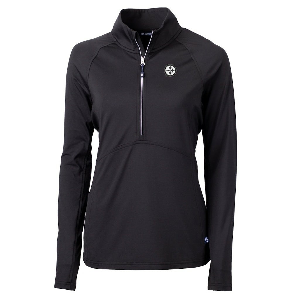 Pittsburgh Steelers Cutter & Buck Women's Adapt Eco Knit Stretch Recycled Raglan Half-Zip Top - Black outlet