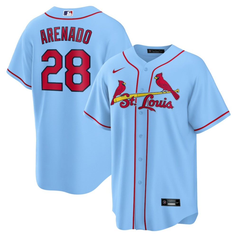 Nolan Arenado St. Louis Cardinals 2024 Alternate Replica Jersey Light Blue