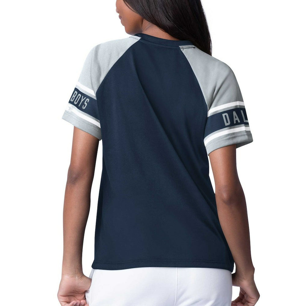 Dallas Cowboys Starter Women's 1st Rounder Color Block Raglan Top - Navy discount